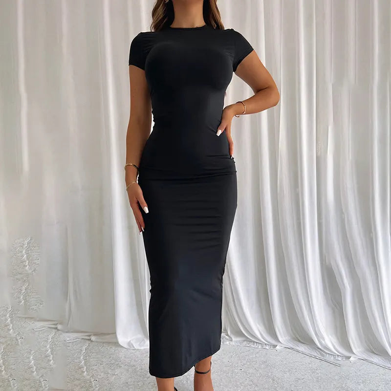 Short Sleeve Bodycon Midi Dress