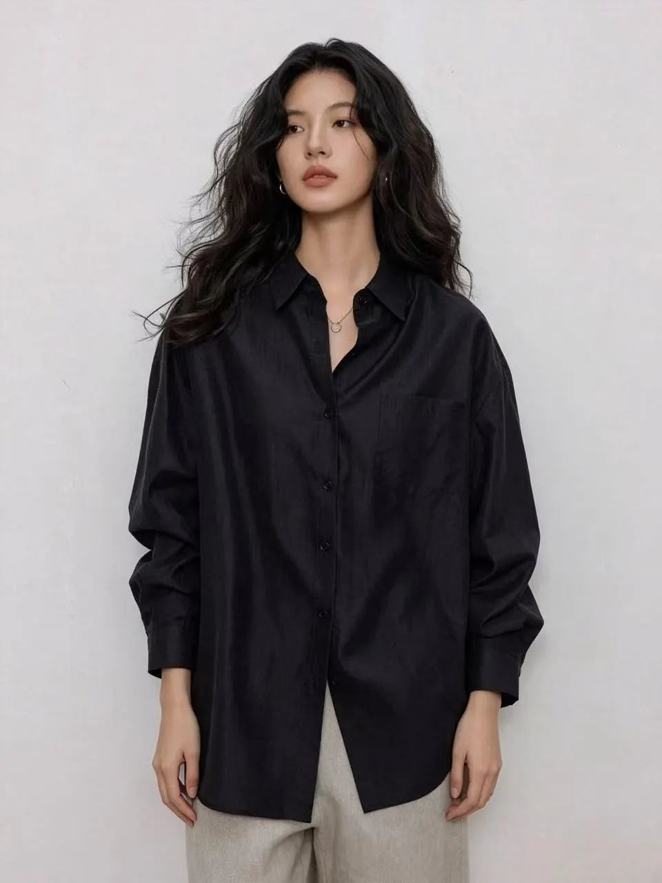 Oversized Collared Button Down Shirt