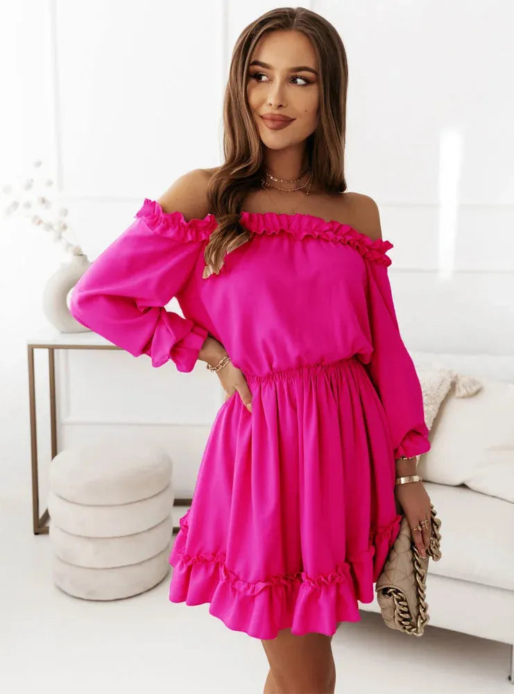 Off-Shoulder Ruffle Mini Dress