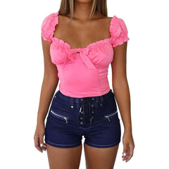 High Waist Stretchy Denim Shorts