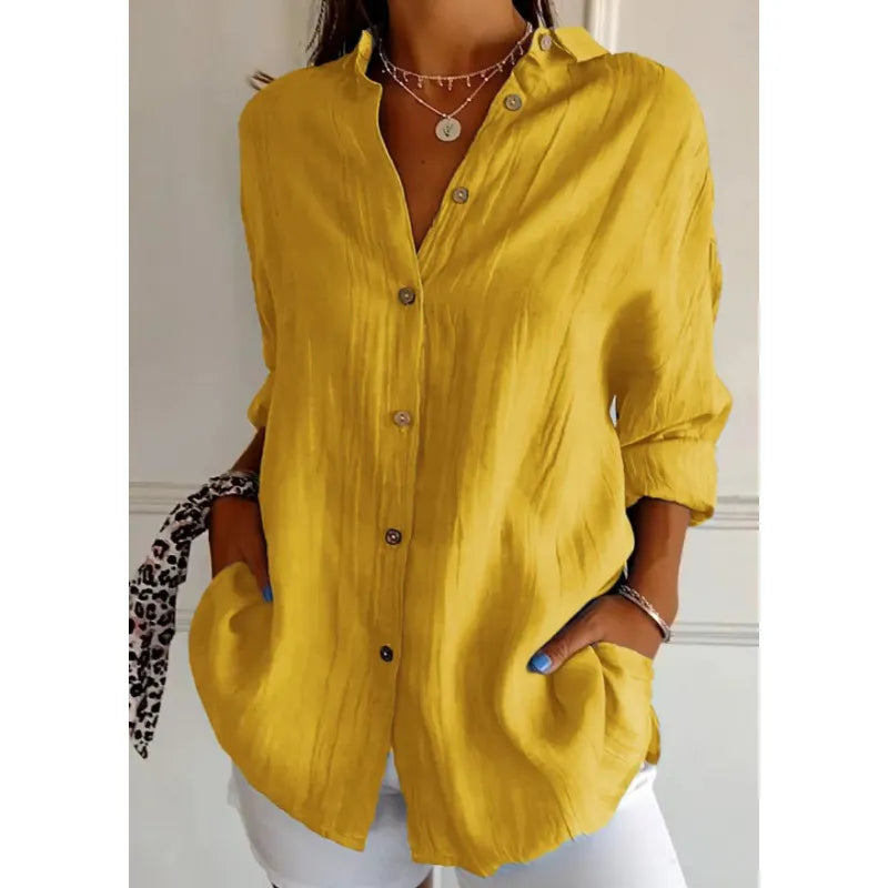 Solid Color Button Down Long Sleeve Shirt,