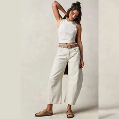 High Waist Loose Straight Leg Washed Jeans