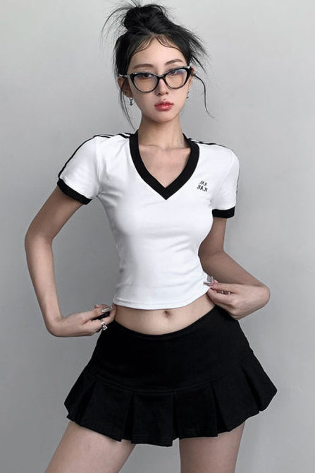 V-Neck Short Sleeve Top Tee