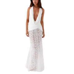 Halter Neck Floral Maxi Dress
