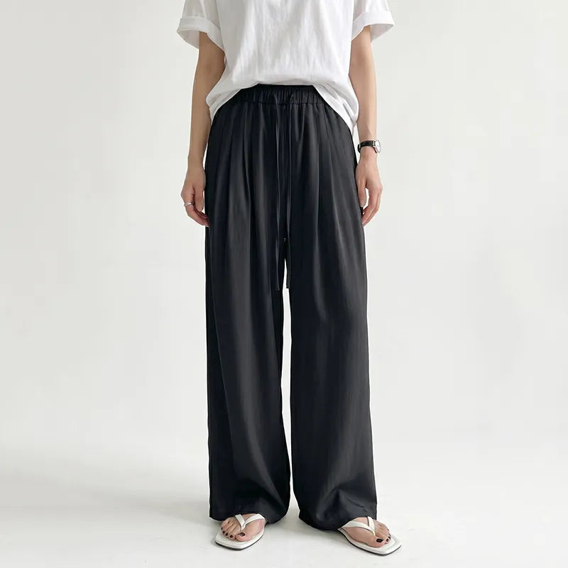 High Waist Drawstring Loose Wide Leg Casual Pants