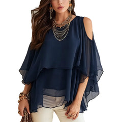 Cold Shoulder Chiffon Blouse