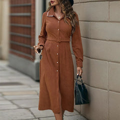 Brown Suede Shirt Dress