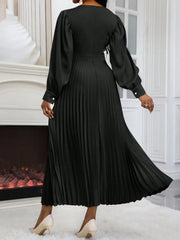 Satin Pleated Midi Dress