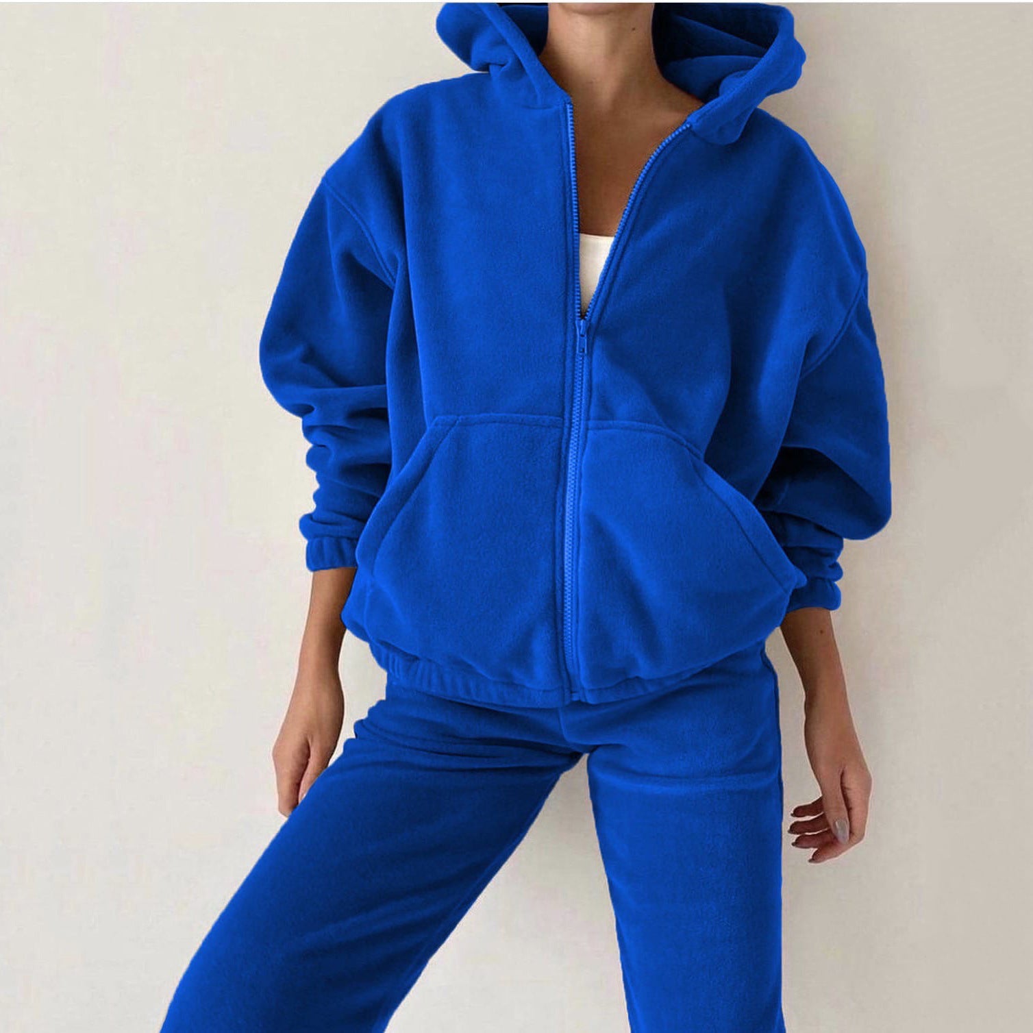 Blue Zip-Up Hoodie & Jogger Pants Set