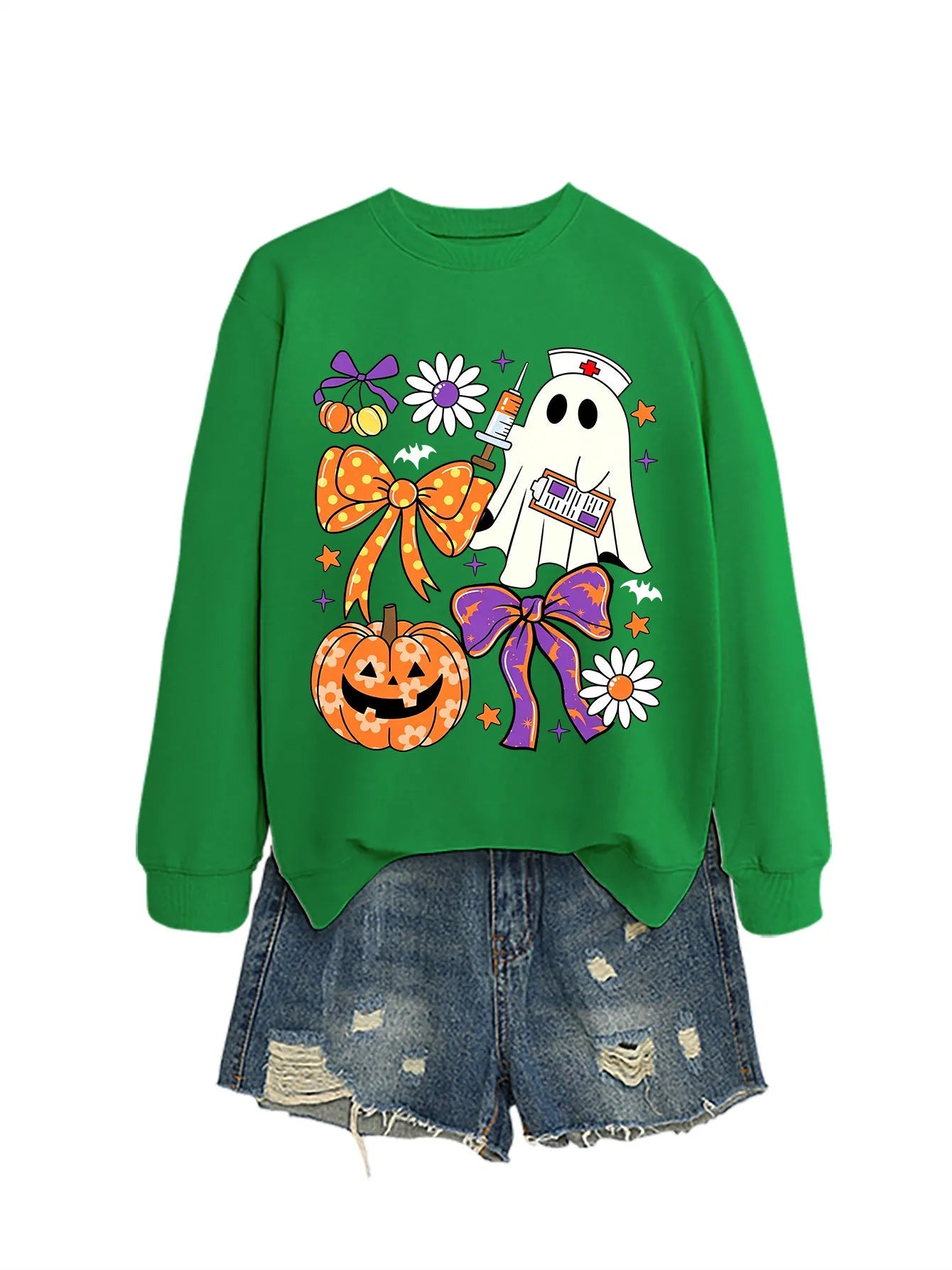 Nurse Ghost Halloween Crewneck Sweatshirt