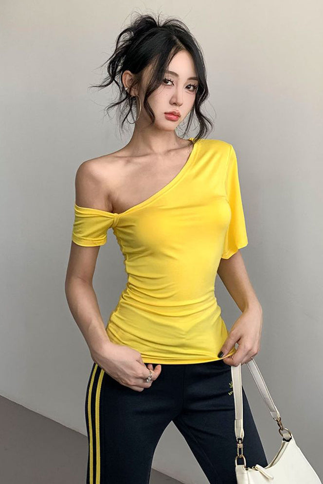 Slash Neck Off Shoulder Top Tee