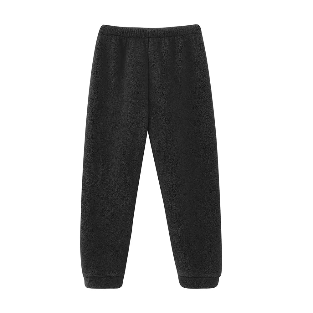 Elastic Waist Fluffy Purple Loungewear Sleep Pants
