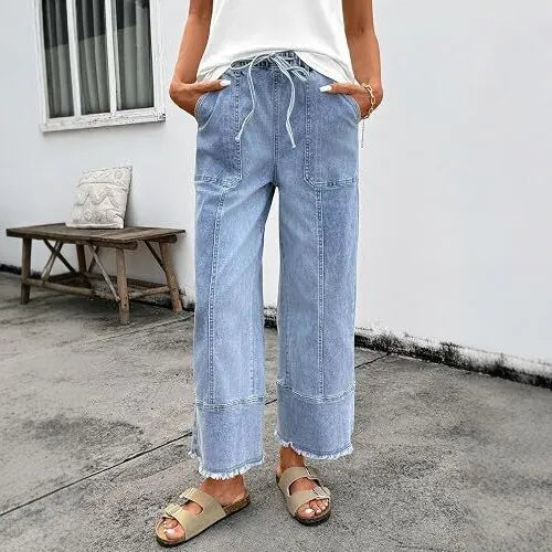 High Waist Loose Cropped Jeans