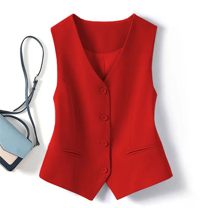 V Neck Button Down Tailored Waistcoat Casual Formal Blazer Vest