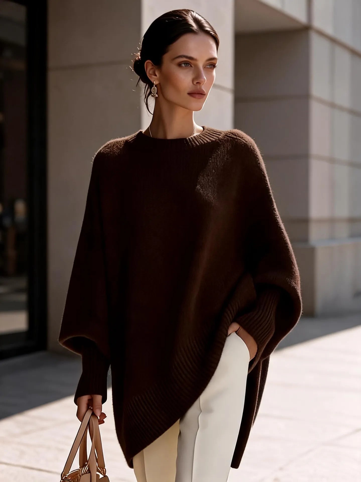 Crew Neck Loose Batwing Sleeve Pullover Sweater
