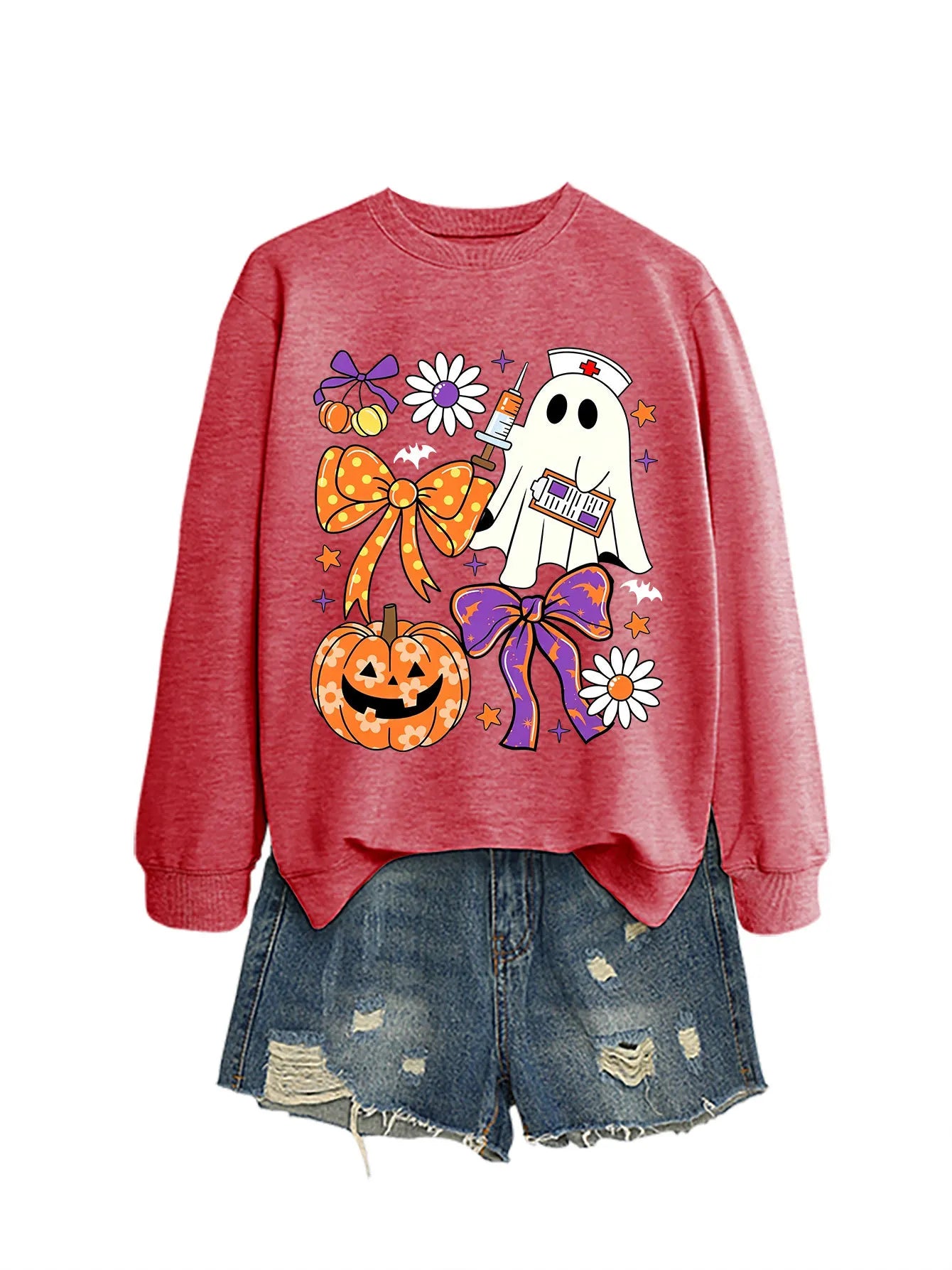 Nurse Ghost Halloween Crewneck Sweatshirt