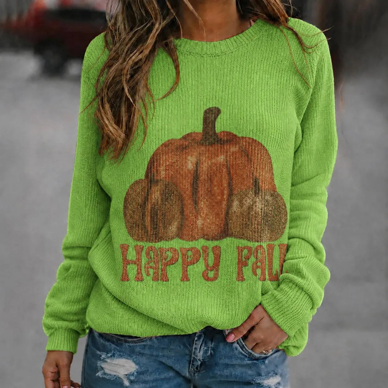 Halloween Ghost Pumpkin Crew Neck Sweater