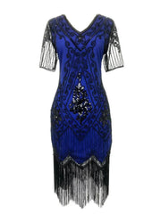 New Year Party Dress 1920s Gatsby Vintage Beaded Fringe Flapper Midi Dress