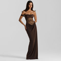 Lace Corset Off Shoulder Maxi Dress