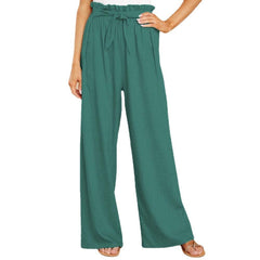 Light Blue Paperbag Waist Wide Leg Pants