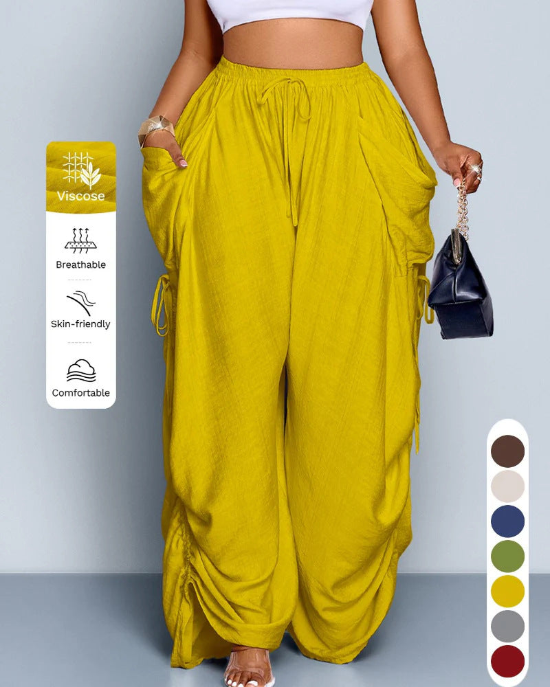 Plus Size High Waisted Wide Leg Pants