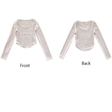 Asymmetrical Hem Ribbed Knit Tops Shirt