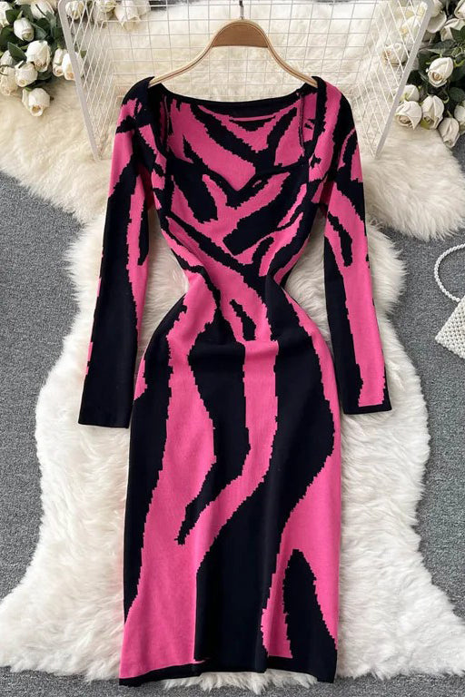 Knitted Sweater Dress Elegant Office Ladies Dresses