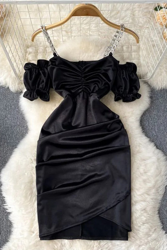 Dress Lace-up Bandage Mini Dress Puff Sleeve Vestidos Dress