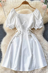 Dress Gothic Bandage Mini Dress Puff Sleeve Dress