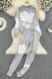 Knit Top Sweater Pullover Pants Trousers Set Two-Piece