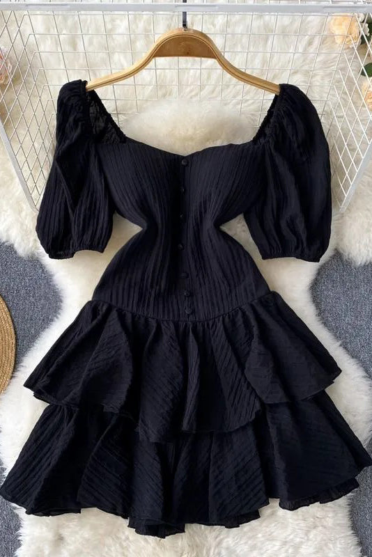 Dress Retro Cascading Ruffles Gothic Mini Dress