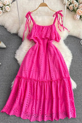 Dress Bandage Straps Ruffled A-line Dress Vacation Party Dress