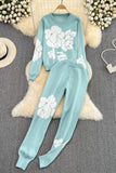Knit Top Sweater Pullover Pants Trousers Set Two-Piece