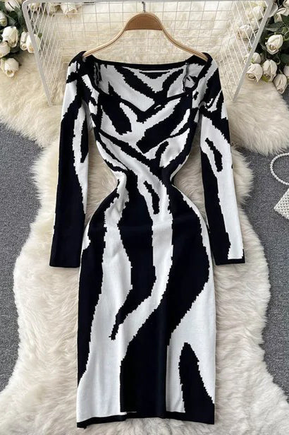 Knitted Sweater Dress Elegant Office Ladies Dresses