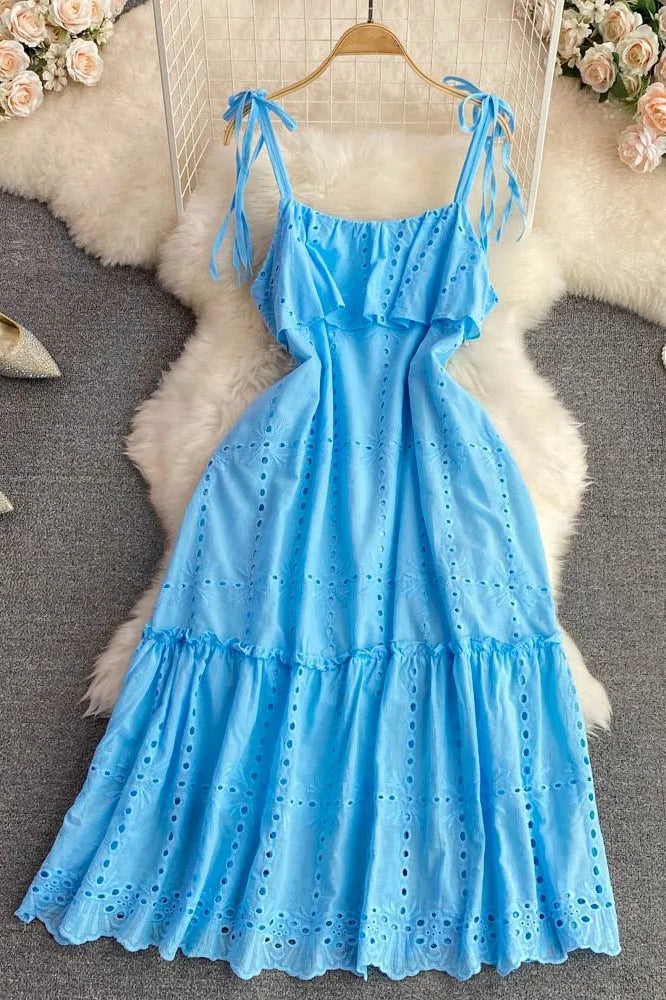 Dress Bandage Straps Ruffled A-line Dress Vacation Party Dress