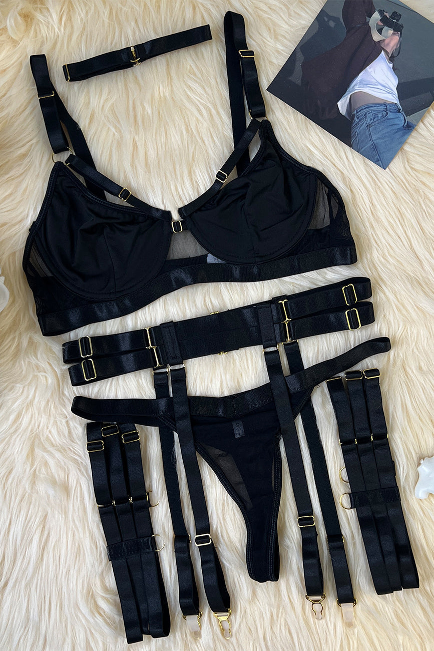 Gauze Strappy Underwear Lingerie Set