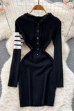 Casual Hooded Vestidos Dress Lady Knitted Sweater Dress