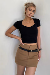 Short Sleeve Solid Cut Out Tops