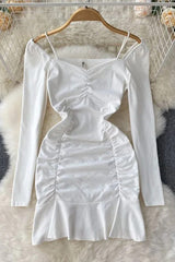 Elegant Wrap Hips Ruffled Party Dress