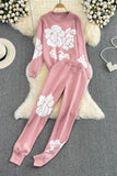 Knit Top Sweater Pullover Pants Trousers Set Two-Piece