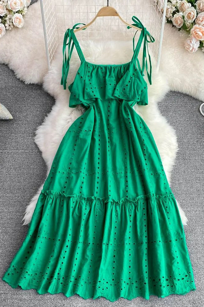 Dress Bandage Straps Ruffled A-line Dress Vacation Party Dress