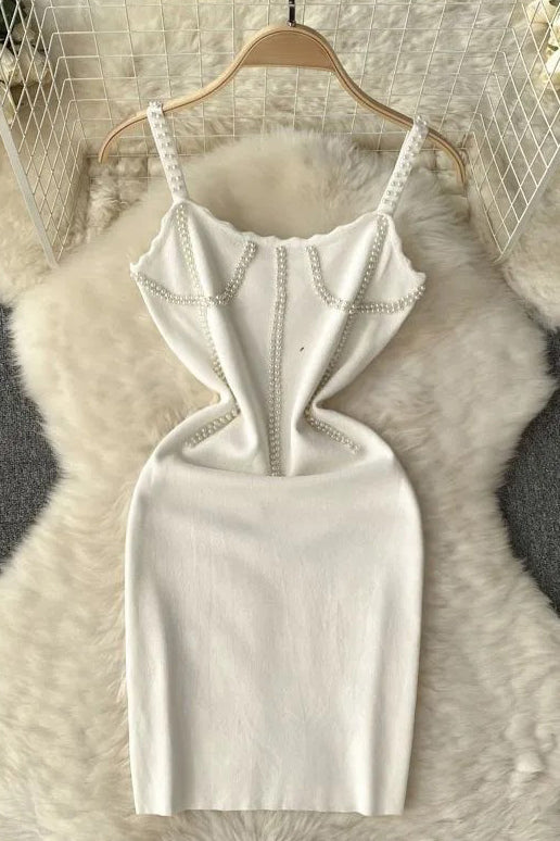 Beading Knitting Dress Wrap Hips Mini Party Vestidos Dress