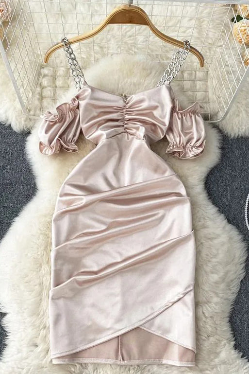 Dress Lace-up Bandage Mini Dress Puff Sleeve Vestidos Dress