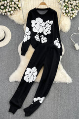 Knit Top Sweater Pullover Pants Trousers Set Two-Piece