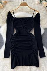 Elegant Wrap Hips Ruffled Party Dress