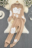 Knit Top Sweater Pullover Pants Trousers Set Two-Piece