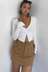 Pocket Side Buckle Detail Skirts