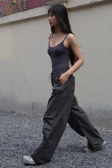 Retro Loose Lace Up Pleated Casual Pants