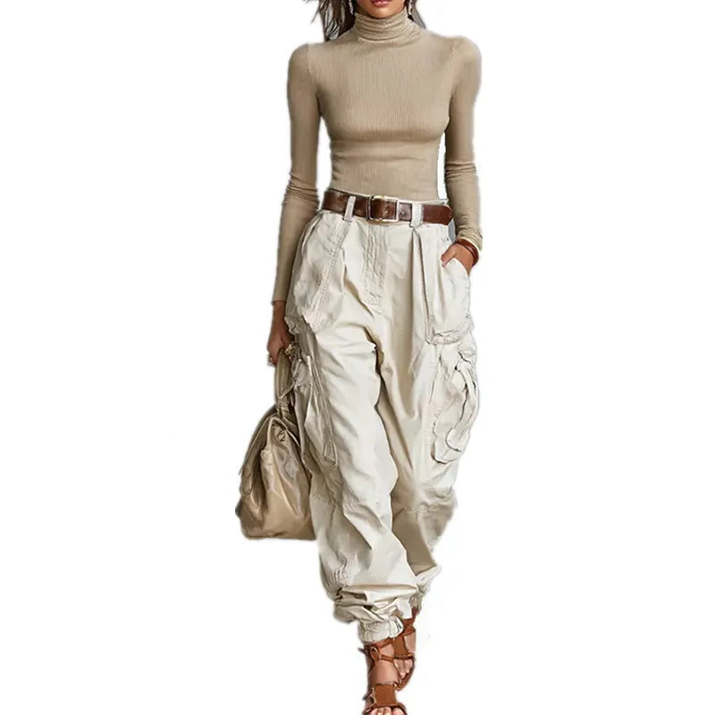 High Waist Multi Pocket Cargo Jogger Pants