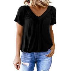 V Neck Ruched Puff Sleeve Top